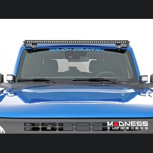 Ford Bronco Light Upgrade - Windshield Light Bar Kit - Rough Country - 50" Single Row LED - Black Series